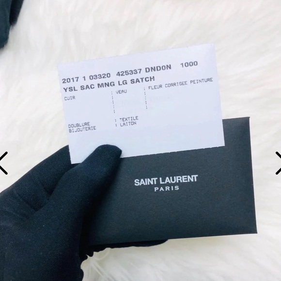 SAINT LAURENT Envelope Croc Embossed Black Leather - Picture 4 of 5